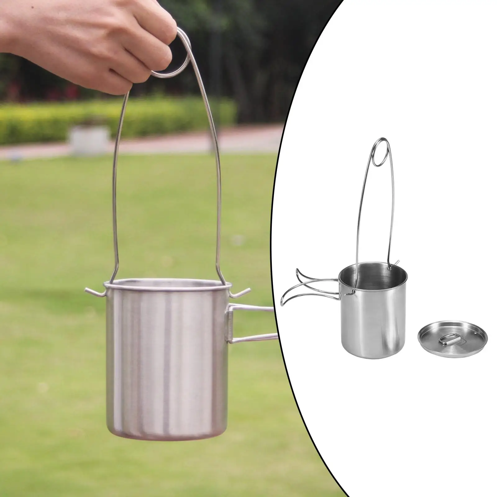 Portable Camping  Mug  Stainless Steel Utensils Lightweight Reusable Heating for Cooking Hiking Picnic