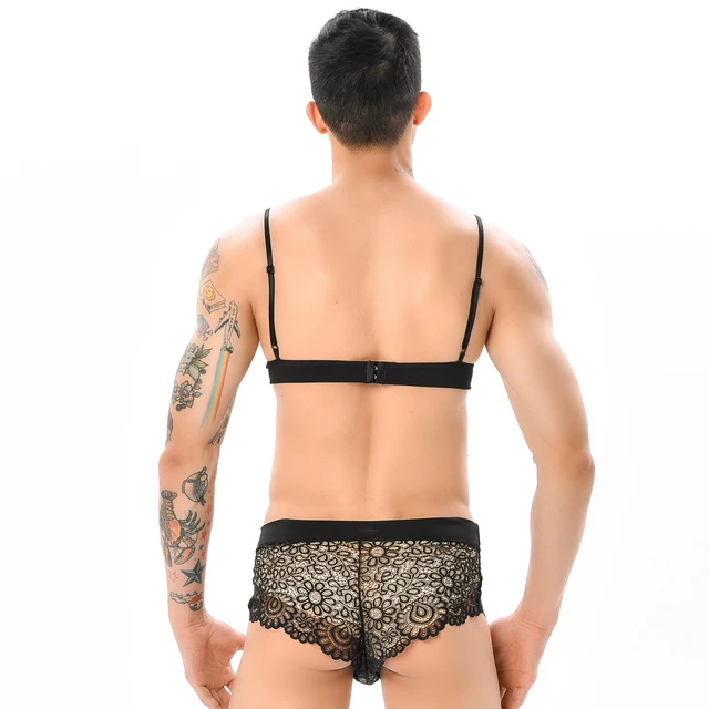 2019 Mens Lace Sissy Lingerie Set With Spaghetti Straps, Cap Sleeves, Bra  Top, Bikini Jockstrap, And Mens Lace Briefs Perfect For Weddings And Nights  Out From Dhbong, $24.13