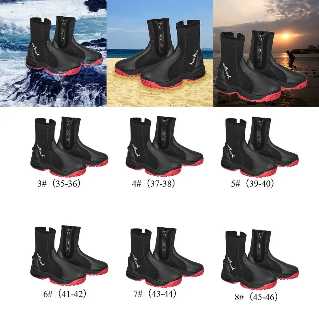 5mm Premium Neoprene Diving Boots unisex adult, Non- Rubber Sole Wetsuit Watersports Scuba Diving Snorkeling Canyoning Shoes
