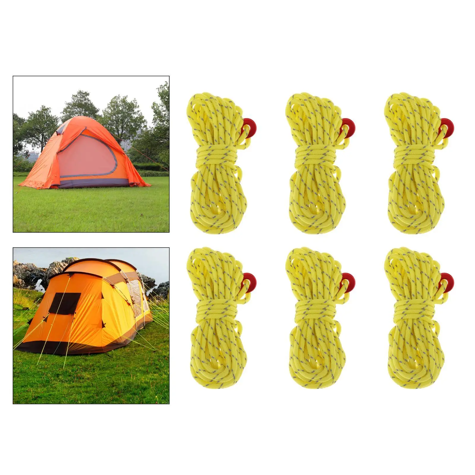 4mm Credits Tent Rope Reflective with 2- Clamp,  Light Tent String for Camping Hiking Backpack 