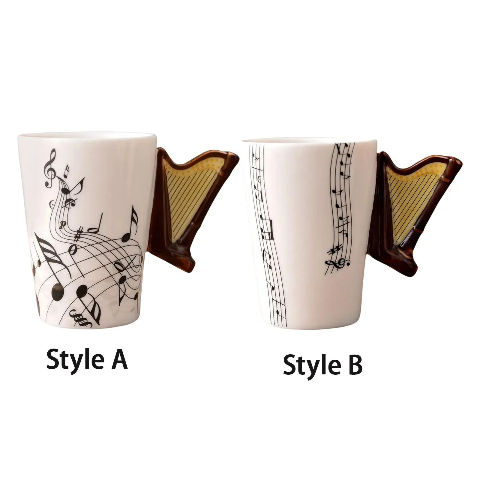 Ceramic Tea Mug Drinking Water Mug Drinking Cup Music Mug 250ml Harps Shape Porcelain Mugs for coffee Yogurt Milk