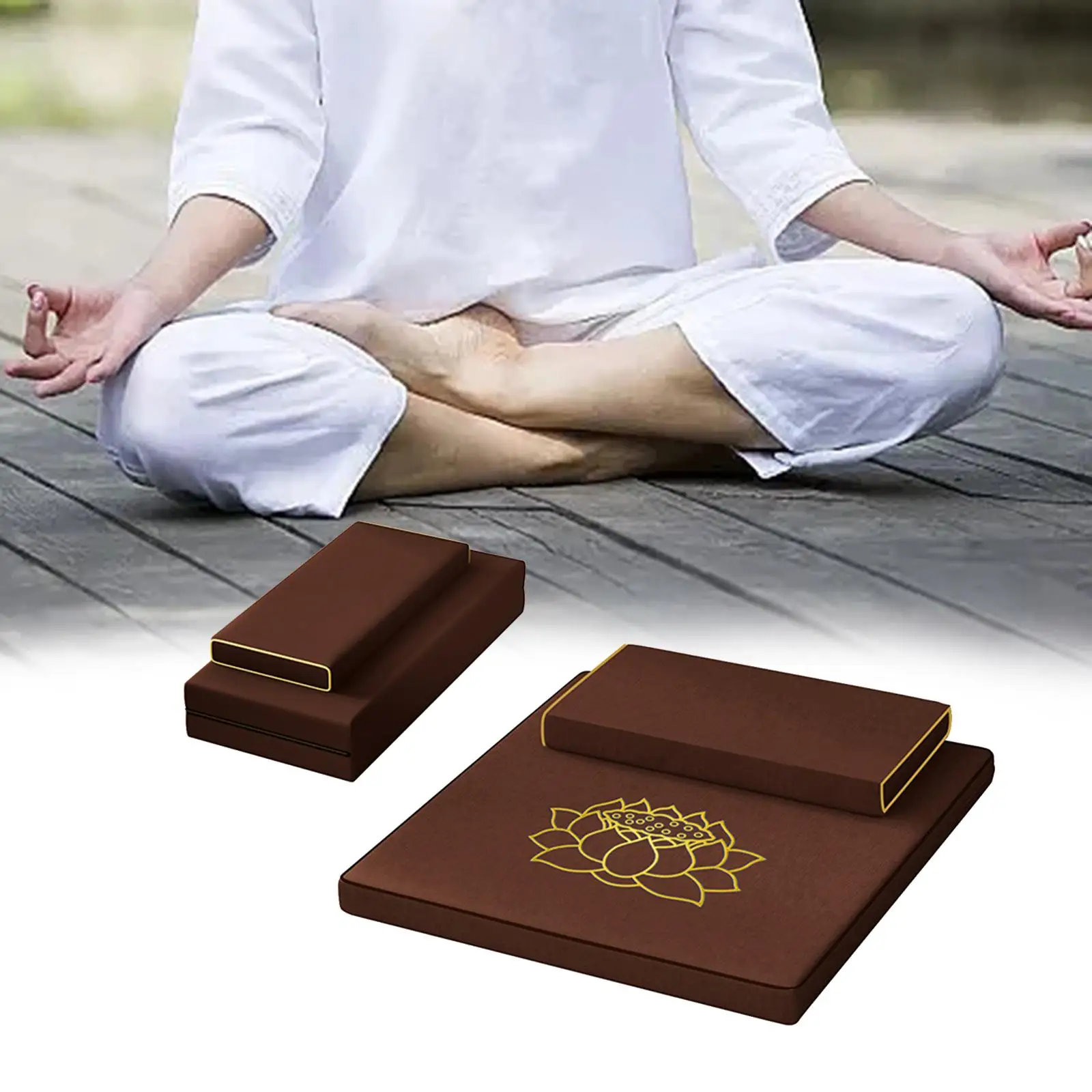 2 Pieces Portable Meditation Cushion Set Home Decor Comfort Large Square Pad for Footstool Dining Chair Living Room Balcony Yoga