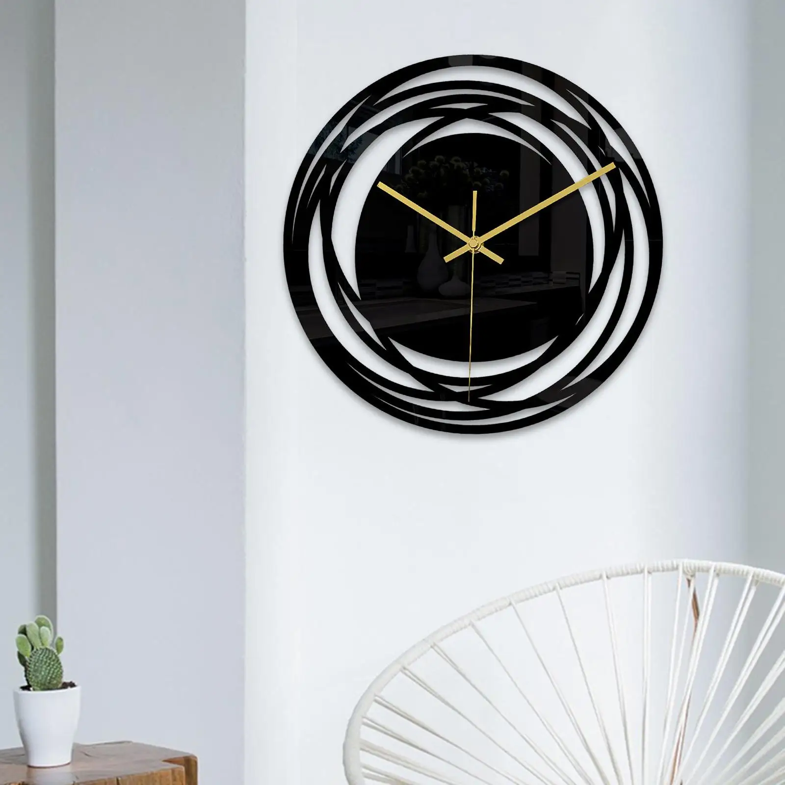Minimalist Wall Clock Quite Clock Acrylic Bedroom Battery Operated Black