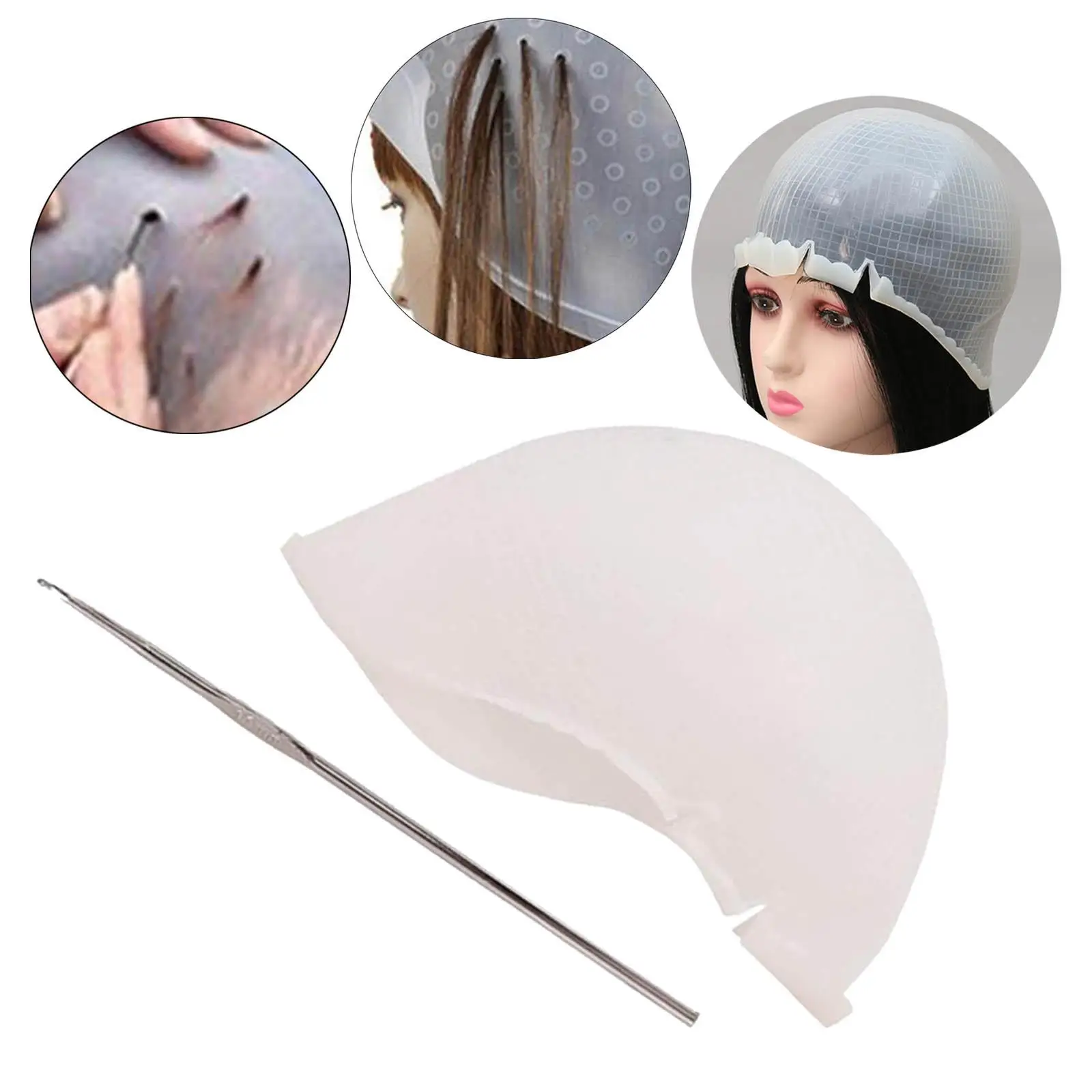 Highlight Hat with Hair Hook Dye Hat Reusable for Tinting Dyeing Hair Salon