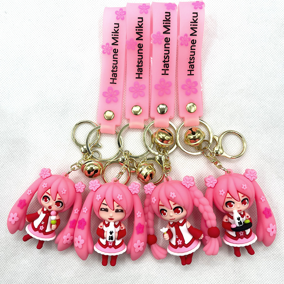 Hatsune Miku Beautiful Girl Warrior Double Horse Tail Keychains Miku