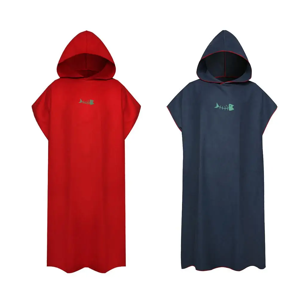 2x Hooded Poncho for Beach Swimming With Great Water Absorption 109x88cm