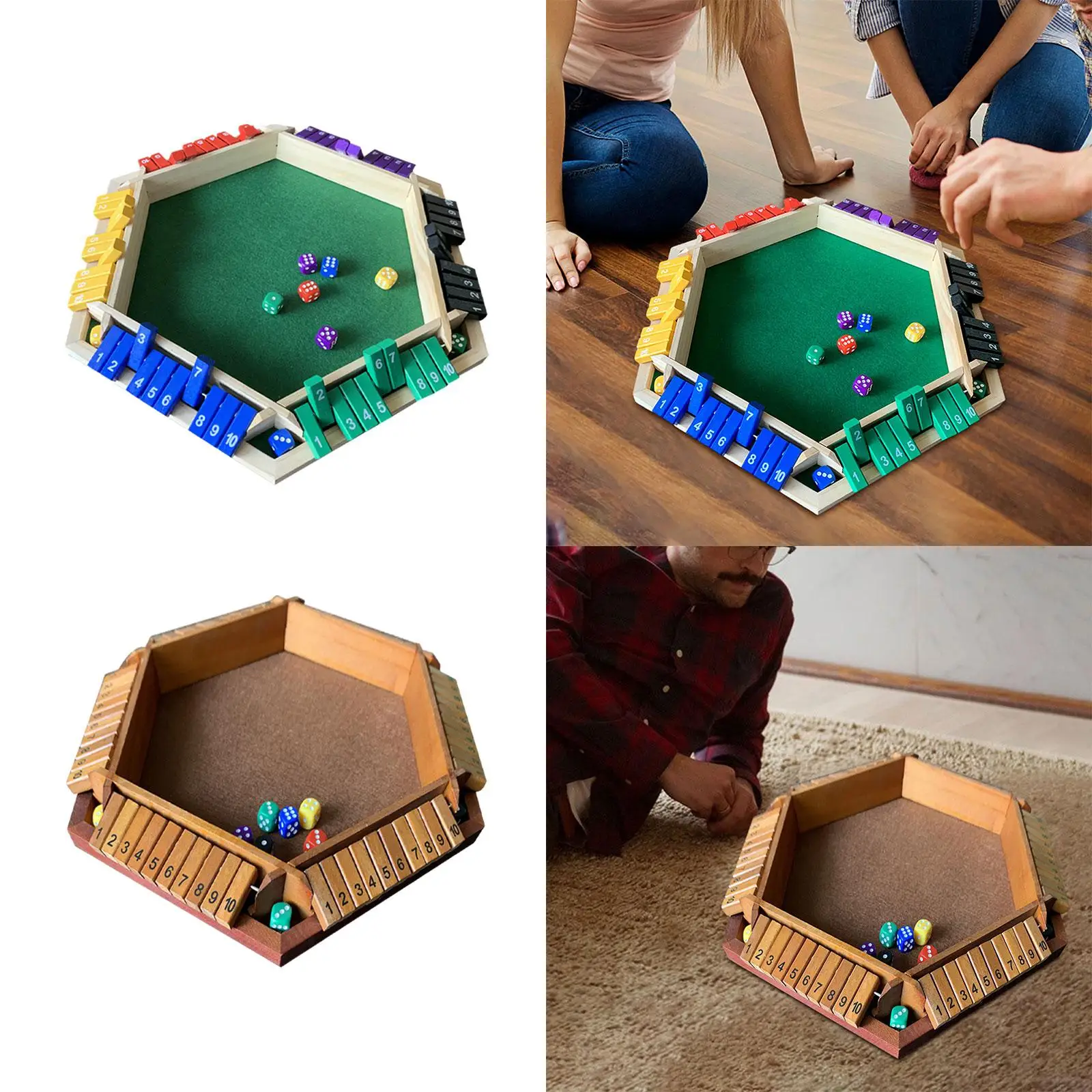 Wooden Table Dice Games 2-6 Players Wooden Table Board for Family Party