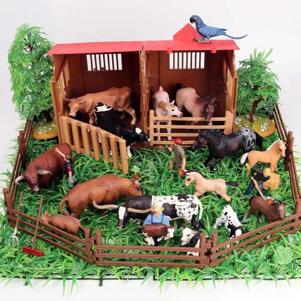  Crafts Farm Miniatures House Fence Educational Playset