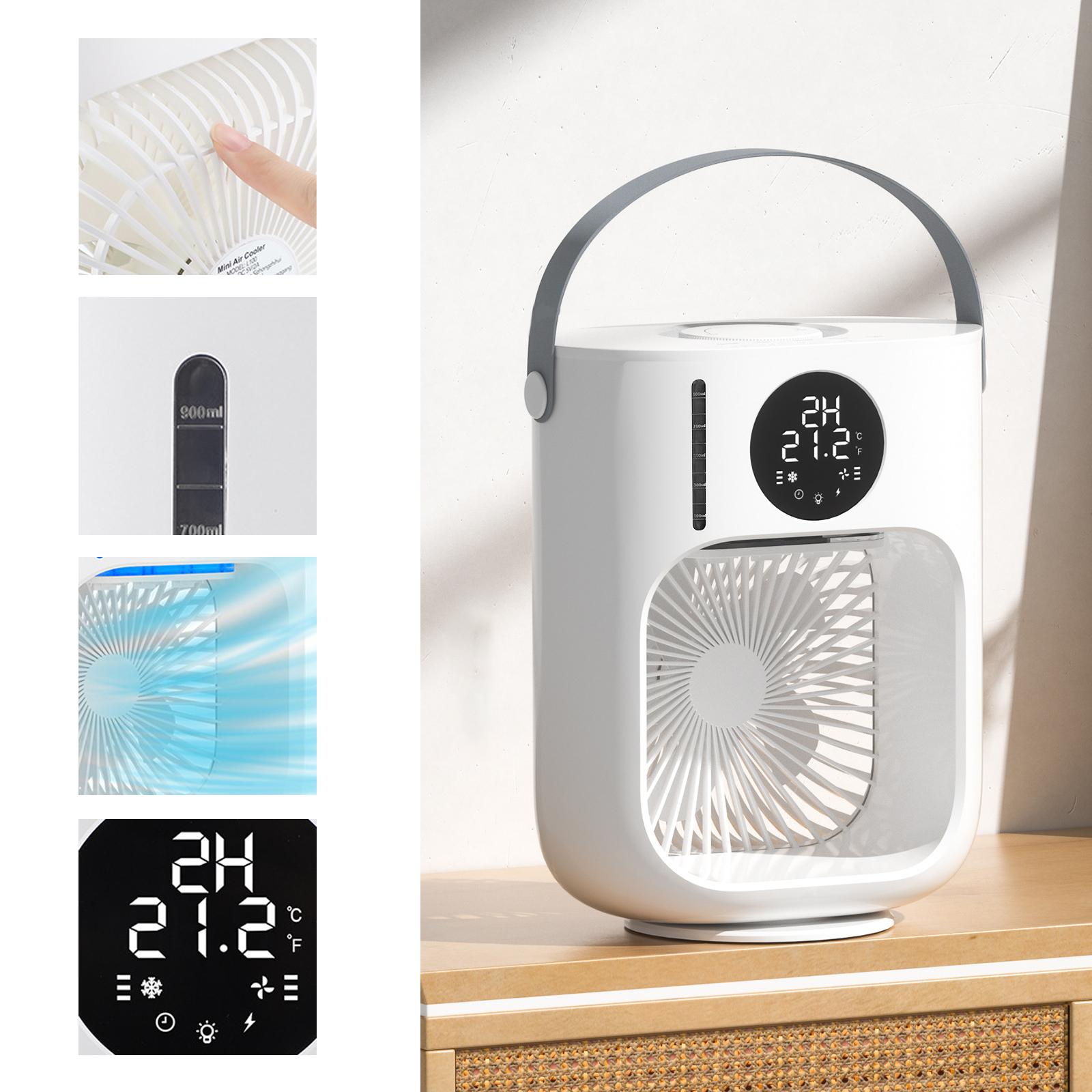 Portable Air Conditioner Fan Desktop Table Cooling Fan 1100ml Large Capacity for Camping Office 3 Wind Speeds 2 Misting Levels