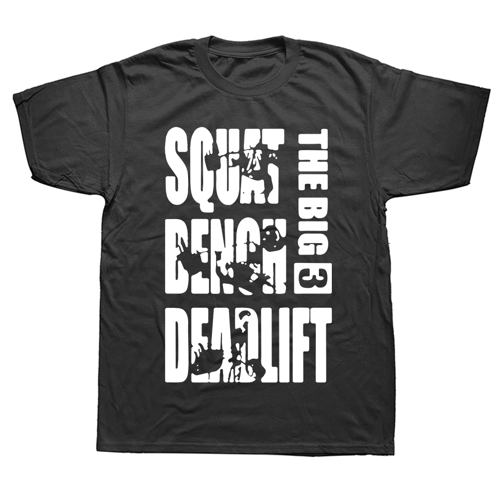 Lustige Powerlifting Big 3 Squat Bänke Kreuzheben T Shirts Grafik Baumwolle Streetwear Kurzarm Harajuku T-shirt Sport Casual – Detail 2