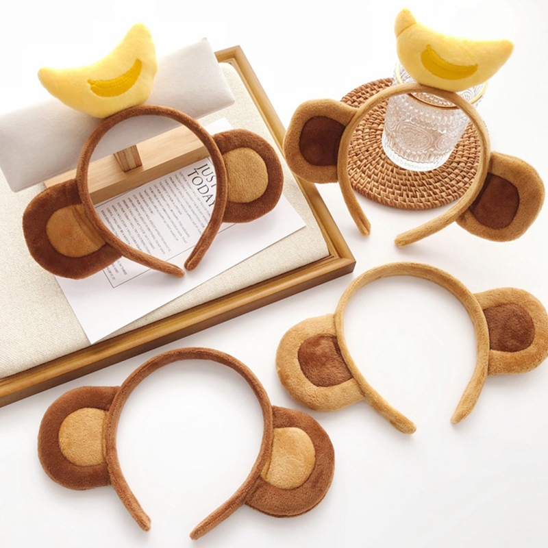 Cartoon Plüsch Stirnband Tier Muster Affe Ohren Haarband Banana Haar Hoop Halloween Weihnachten Requisiten Thema Kostüm F3MD – Detail 4
