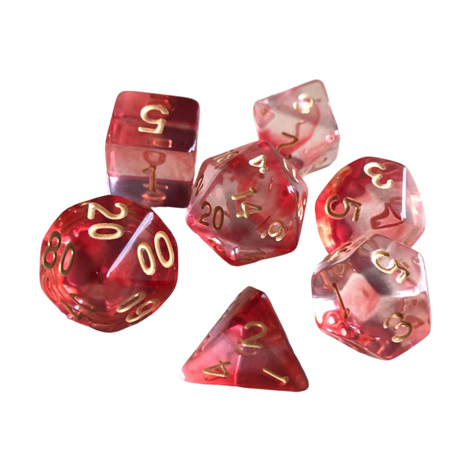 7Pcs Polyhedral Dice Play Entertainment Toys D4-D20 for Bar Family Gathering