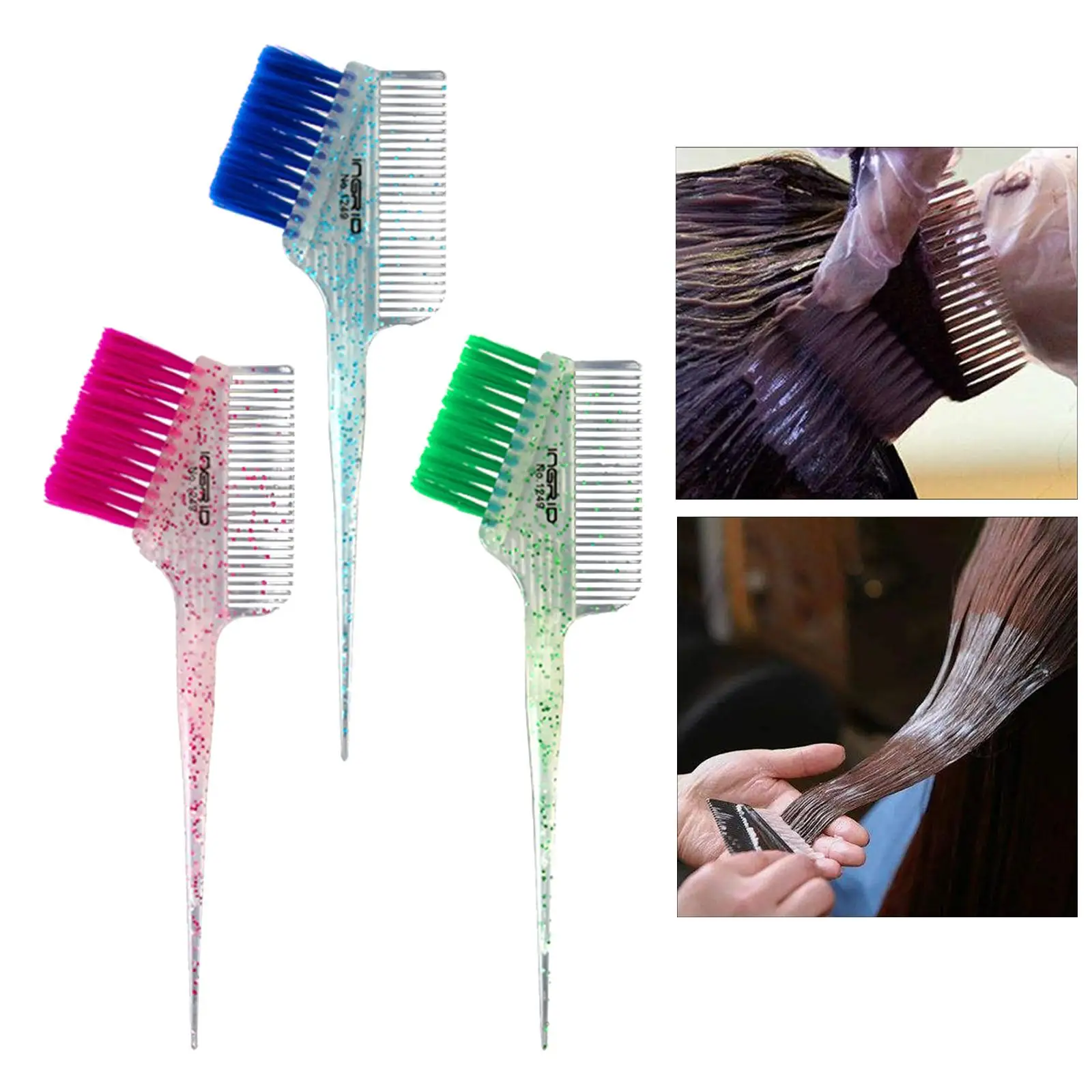 Pearl Hair Coloring Brush Comb Styling Tools Professional Dyeing with Long Handle for Salon DIY Shop Home Barber