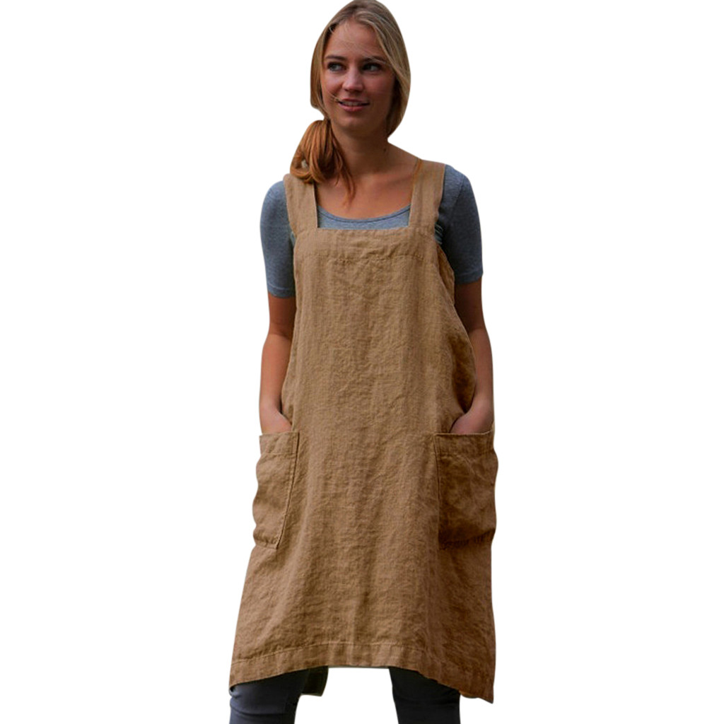 Pinafore vintage, Avental de trabalho jardim, Halter