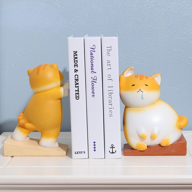 Criativo Cartoon Cat Bookends, Home Sala Decoração