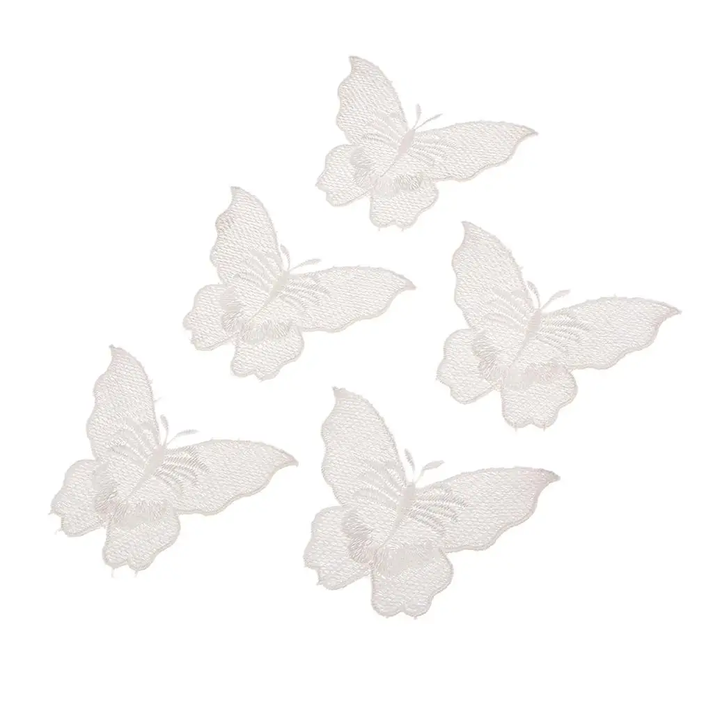 5Pcs Butterfly Lace Patch Wedding Dress Embossed Embroidery Appliques Craft