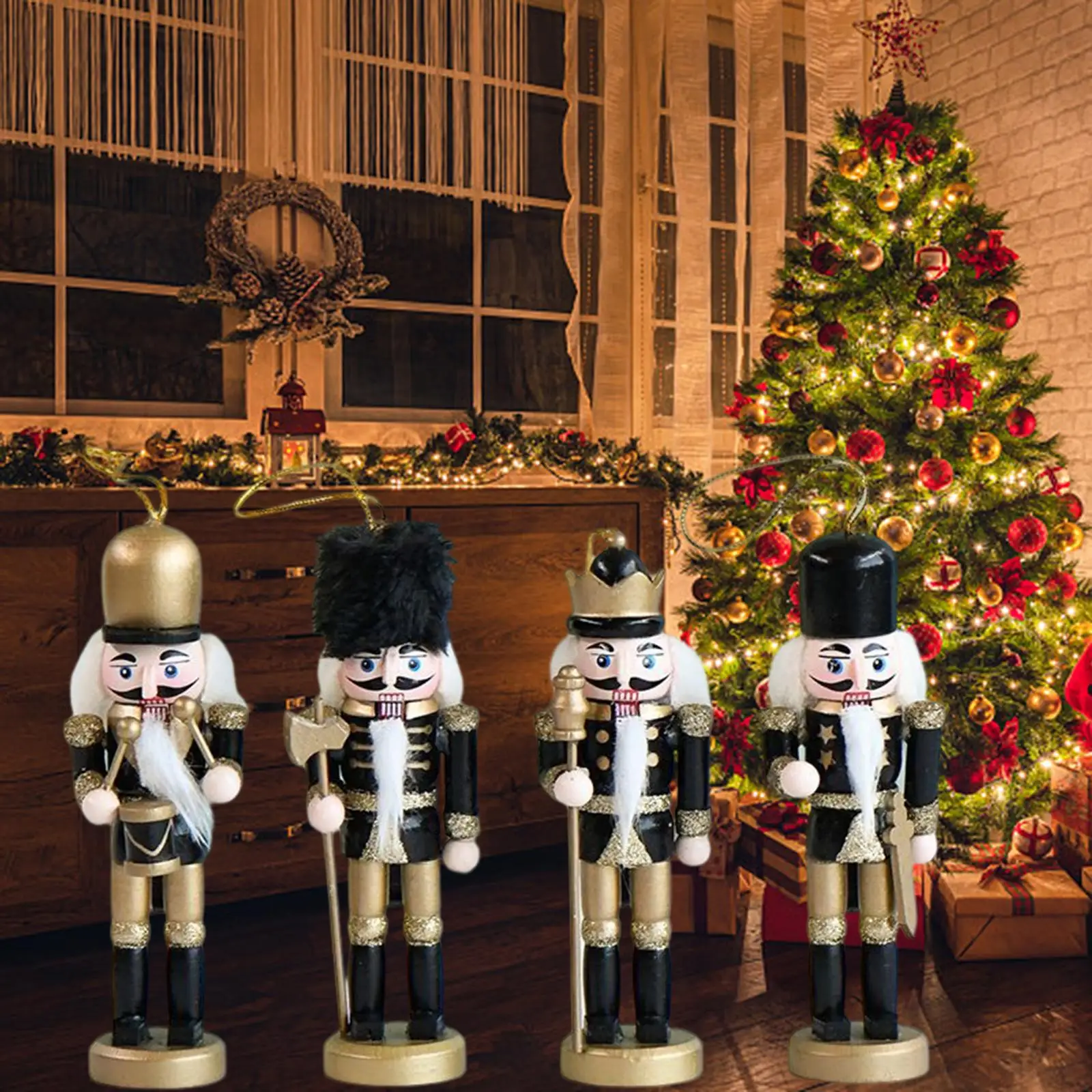 4 Pieces Christmas Nutcracker Figures Decorative Xmas Decor Figures 13cm Doll Ornament for Holiday Christmas Indoor Indoor Decor