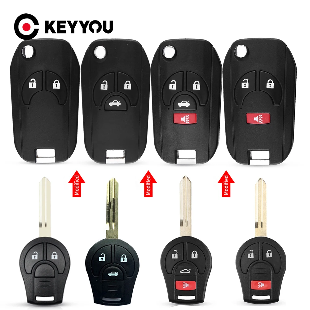 Details about   4 Buttons Car Remote Flip Key Case Shell Fob Fit for Nissan Altima Sentra Versa 