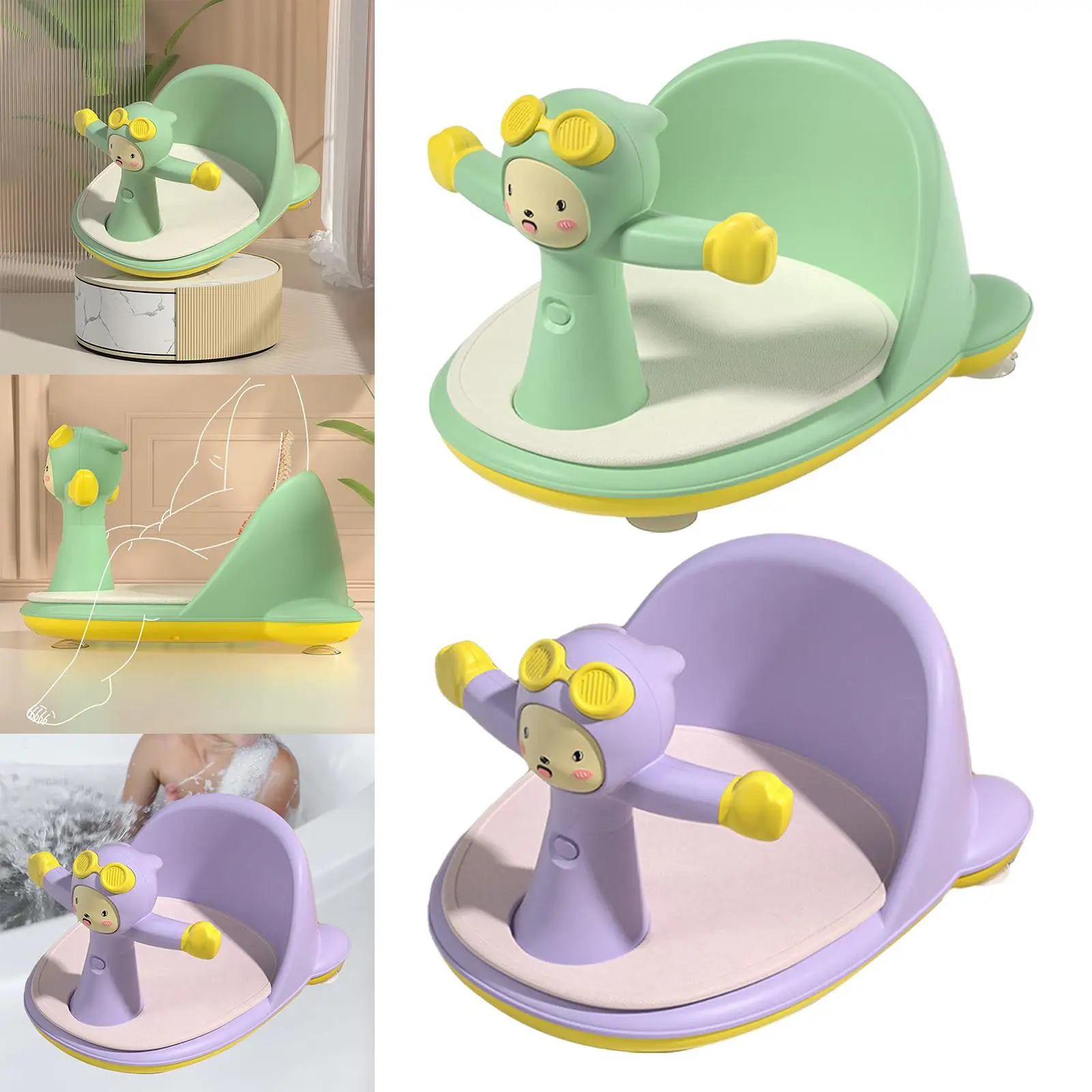 Baby Bath Tub Seat Not Easy to Get Water Toddler Shower Chair for Bathroom