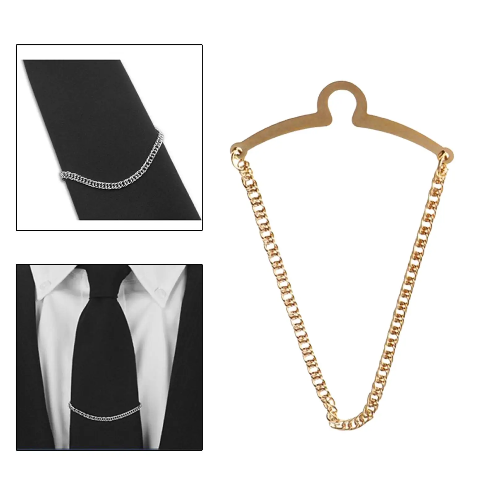 Men Tie Chain Button Attachment Tie Clips for Business Wedding Party Engagement Gift