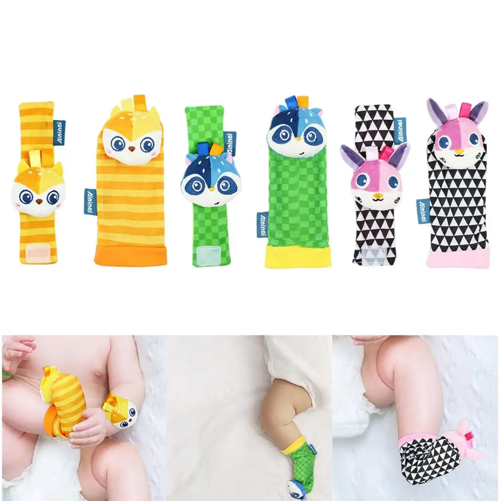 Baby Wrist Rattles Baby Rattles Toys Animal Socks Foot for Boys Girls