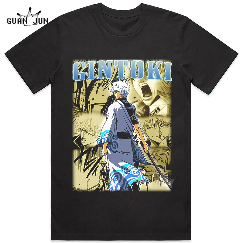 Gintama Gintoki Sakata Cotton T-Shirt - Unisex, Short Sleeve, Round Collar