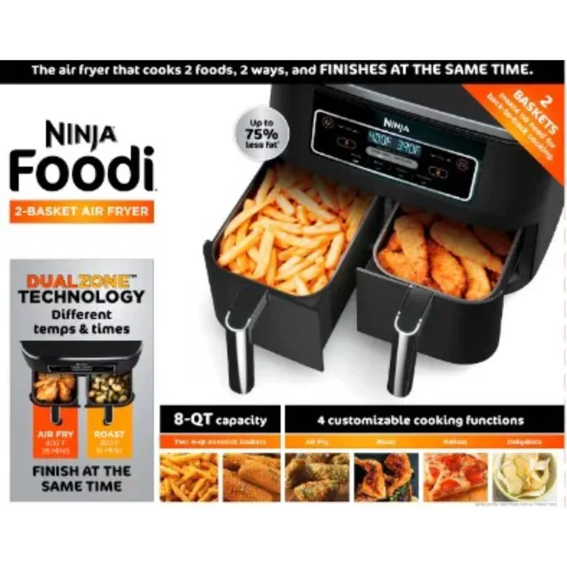 NINJA FOODI 4-IN-1 8 qt 2-Basket Air Fryer with DualZone Technology £163.86  - PicClick UK
