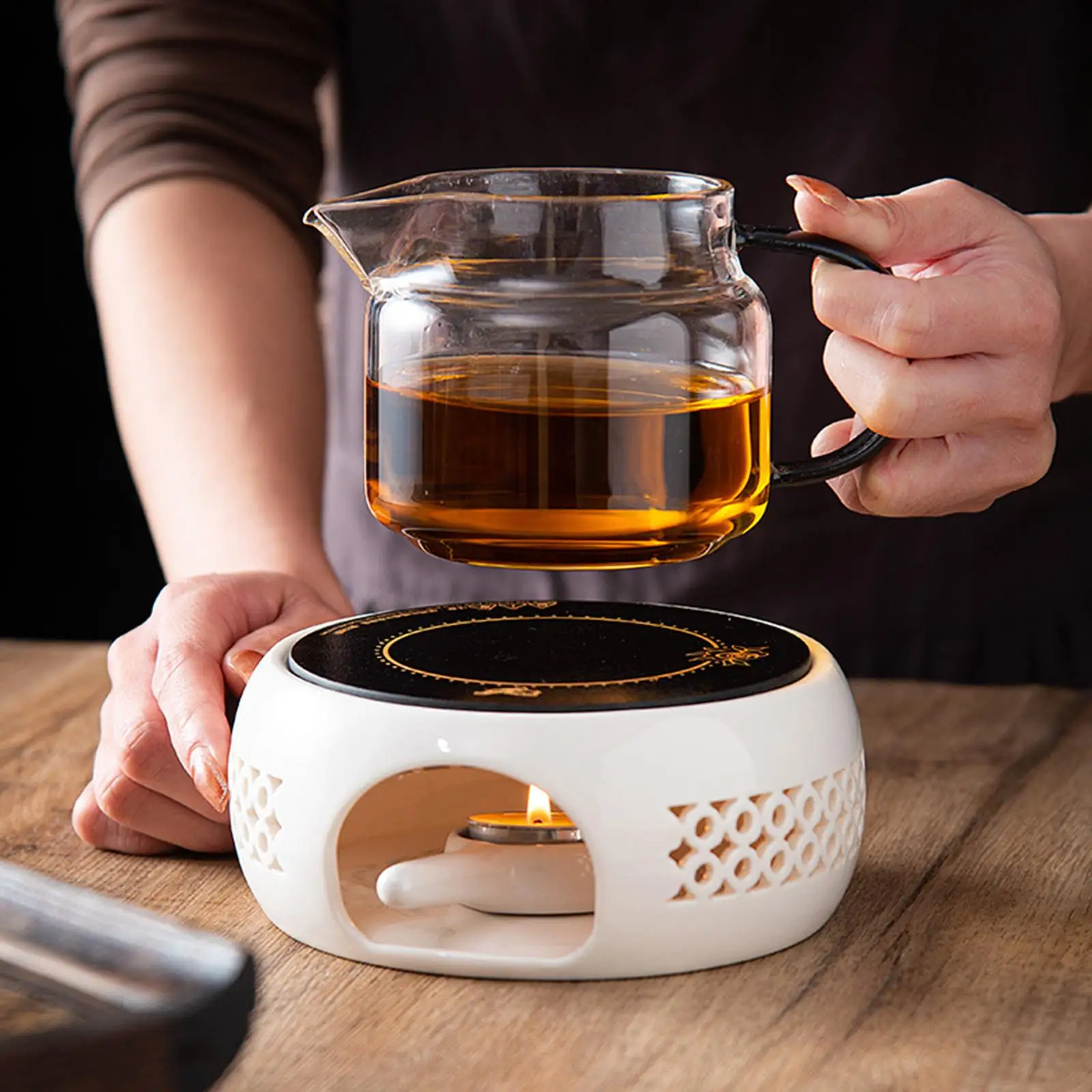 Hollow Teapot Warmer Tealight Tea Heat Pot Holder for Coffee