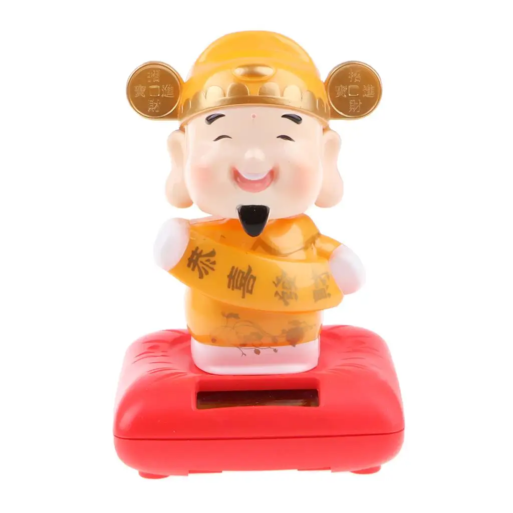 Kids Solar Powered Nodding The God Of Fortune Wealth Dancing Bobble Toy Car Home Ornament Decor Kids Xmas Gifts Toys