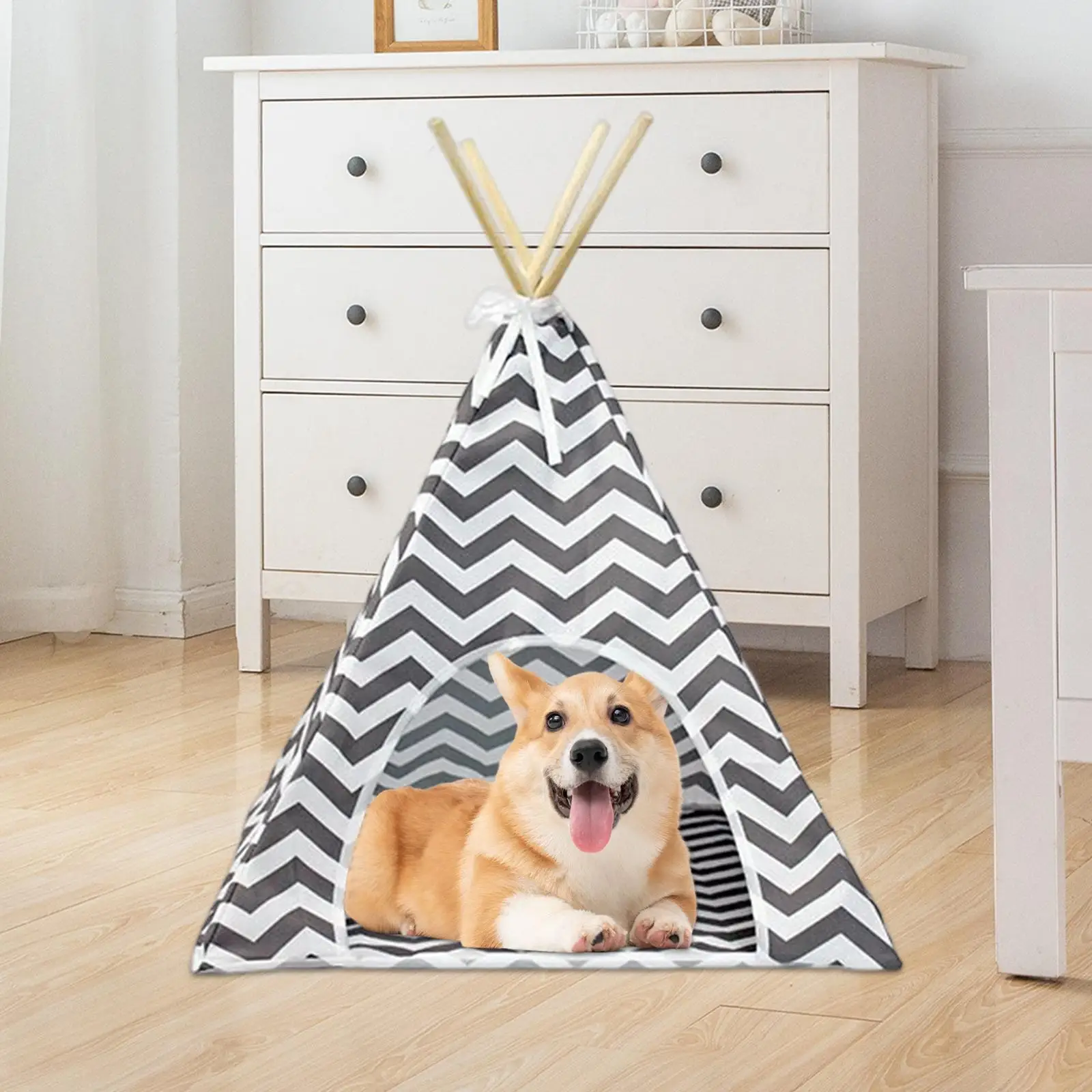 Pet Teepee Small Dog House Cat Tent Bed Mat Cushion Kennel for Puppy Indoor