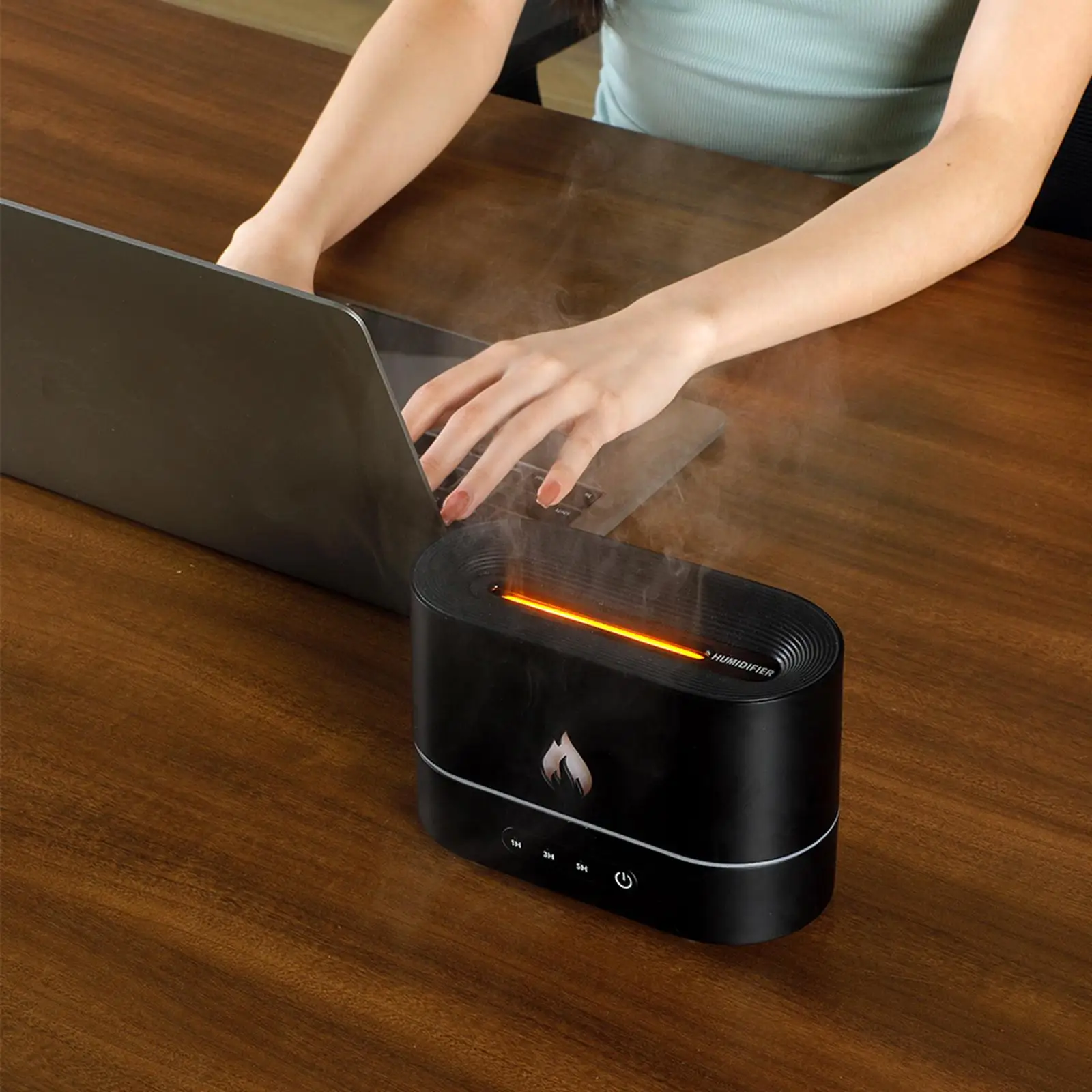  Air Humidifier Auto-Shut Off 3D Flame  Aroma Aromatherapy Diffuser USB Silent for Living Room Desktop Yoga  SPA