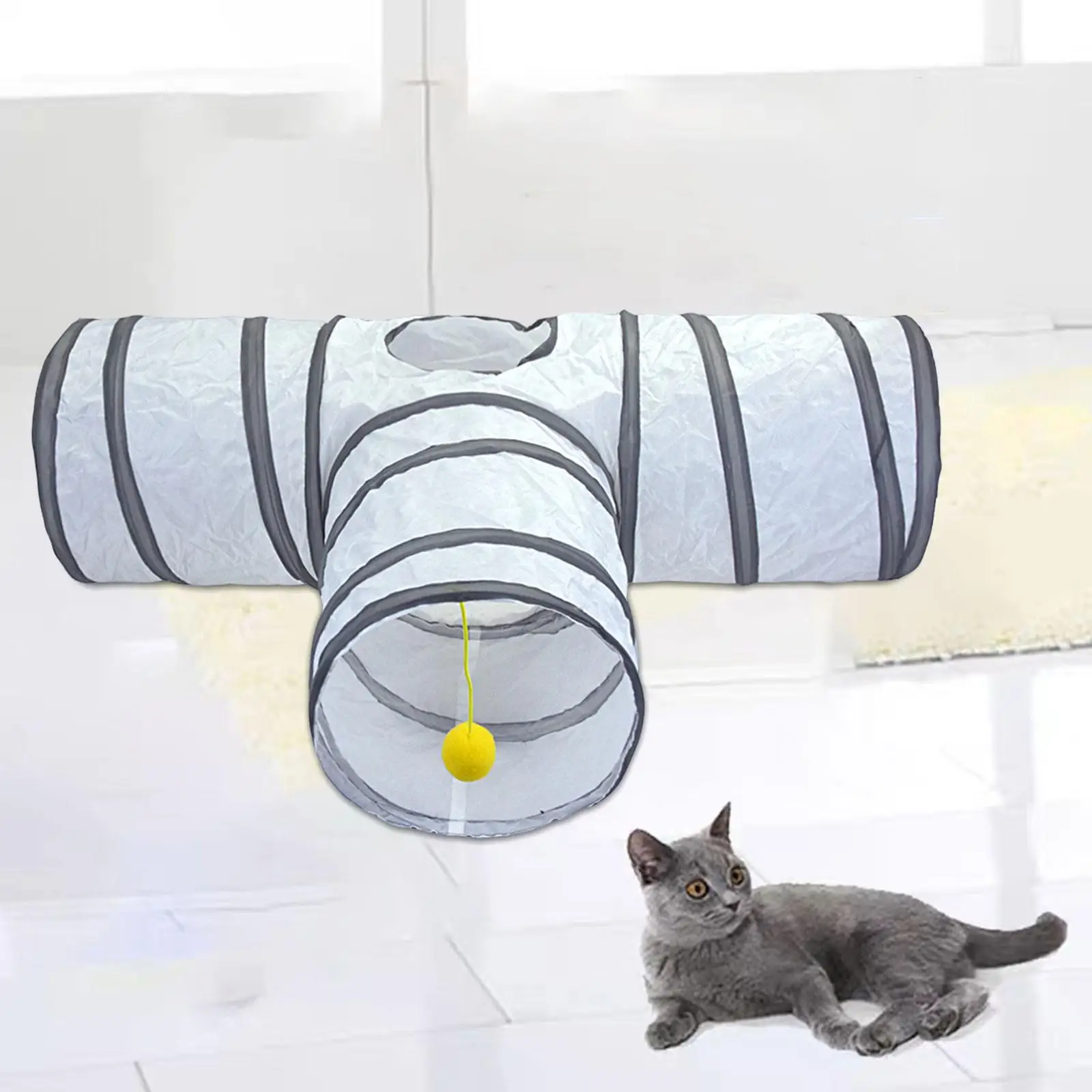 Collapsible 3 Ways Cat Tunnel Tube Kitten Playing Toy for Puppy Rabbit Cats