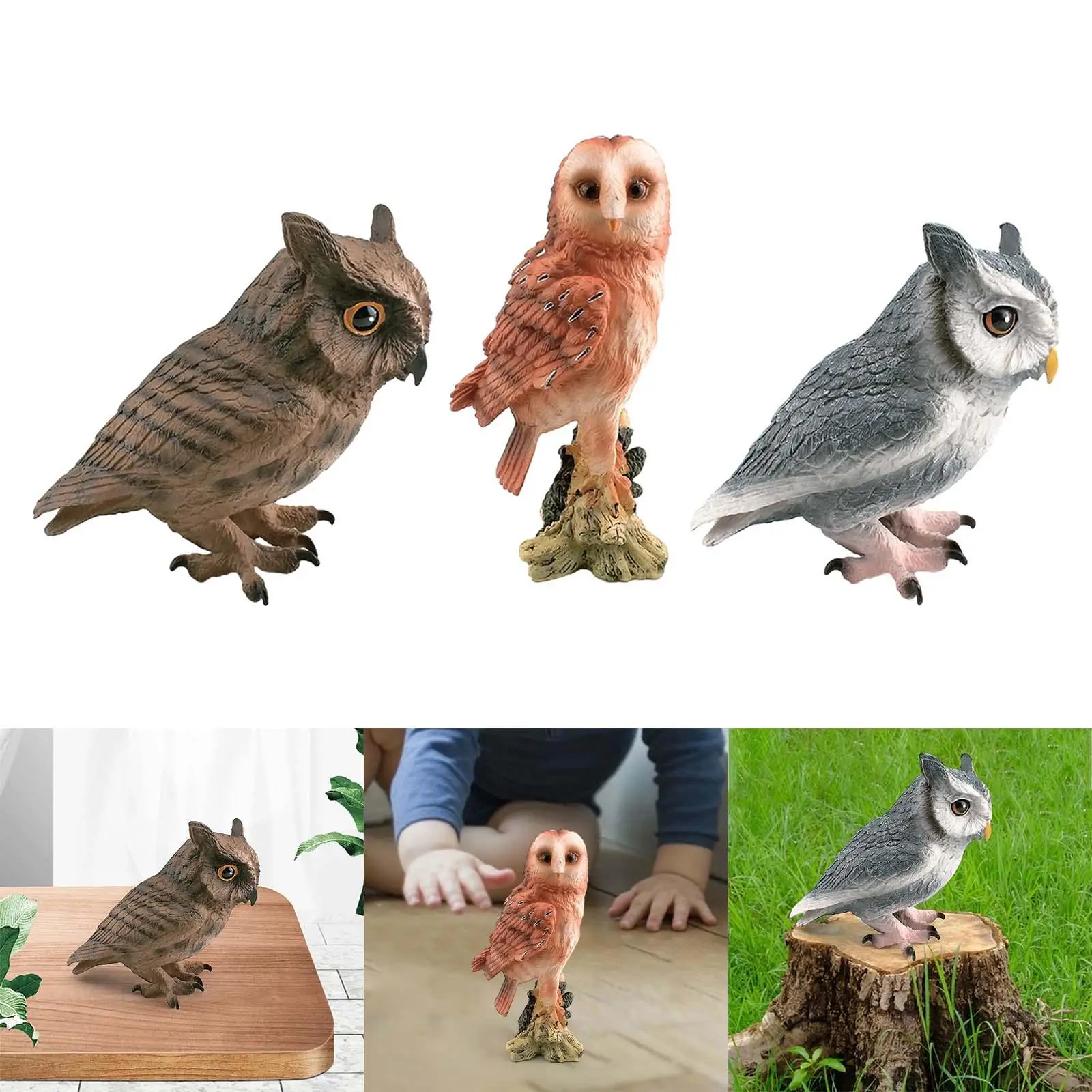 Simulation Owl Model Desktop Decor Owl Statue Sculptures for Decor Ornaments Desktop Decoration Educational Teaching Materials