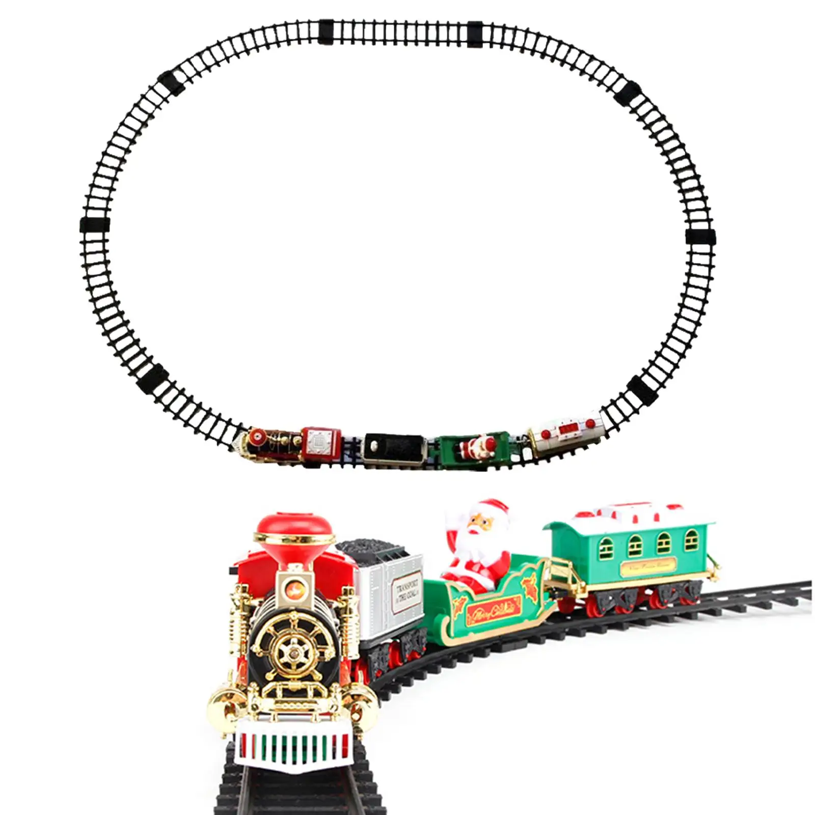 Electric Train Set with Lights and Sounds Xmas Tree Decors Railway Track Set for New Year Toddlers Girls Boys Preschool Gifts