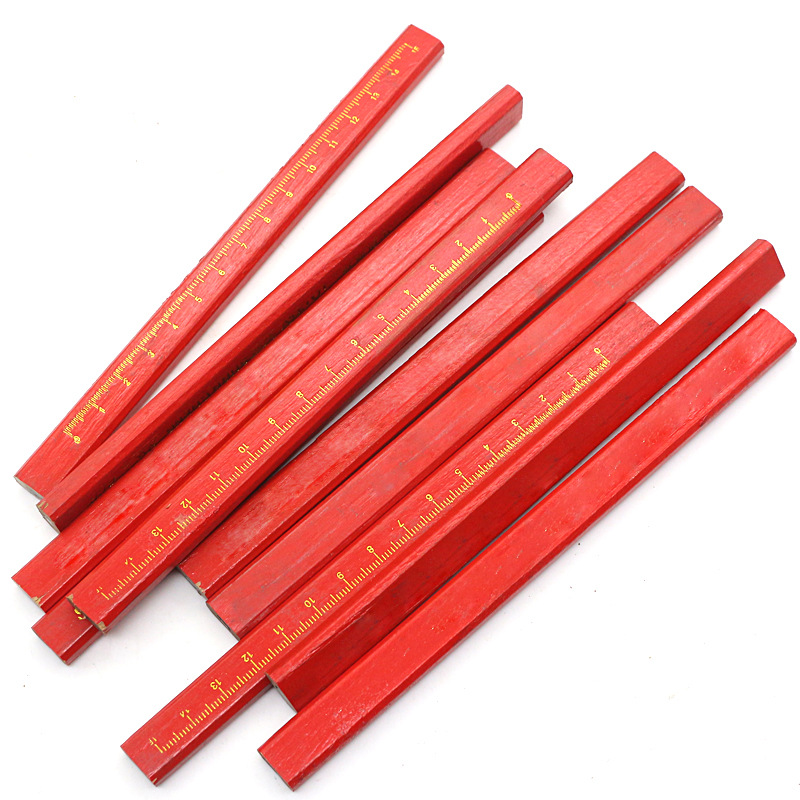 10 Stück Zimmermannsbleistift dicker Kern schwarzer Stift spezieller Markierungsstift DIY mit Skala Zimmermannswerkzeug Stift Briefpapier Markierungsstift – Detail 9