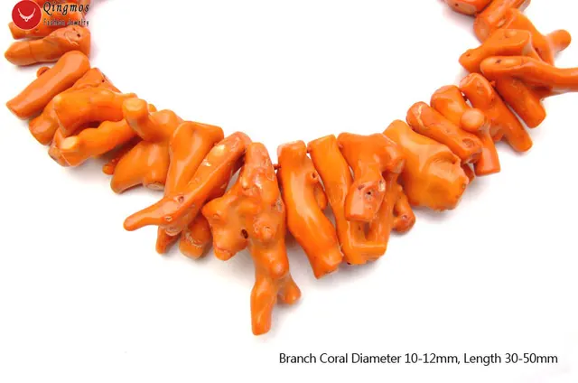 Qingmos Natural Orange Coral Necklace for Women with Genuine 50