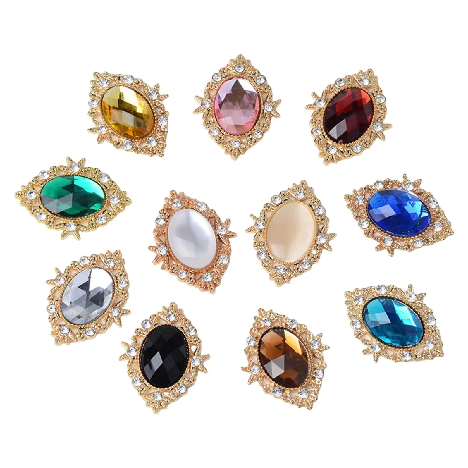 11x Rhinestones Decor Flatback Pearl Crafts Diamante Crystals Stones Acrylic Buttons for Wedding DIY Clothing Accs
