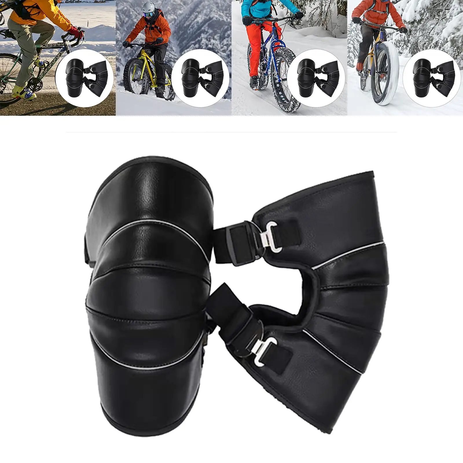 2x Adjustable Winter Knee Pads Leggings Motorcycles Protective Gear Leg Sleeve Shin Guards for Women Scooter Autumn Adults Ski