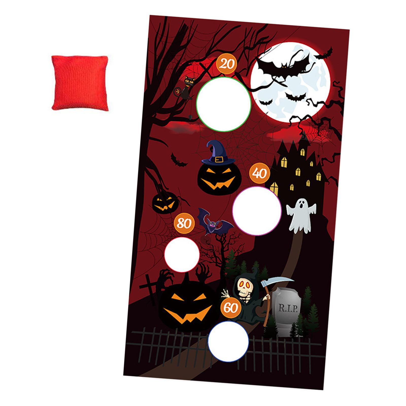 Halloween Toss Game Camping Game with Haning Rope Toss Games Banner Backyard Game for Beach Camping Yard Indoor Decoration