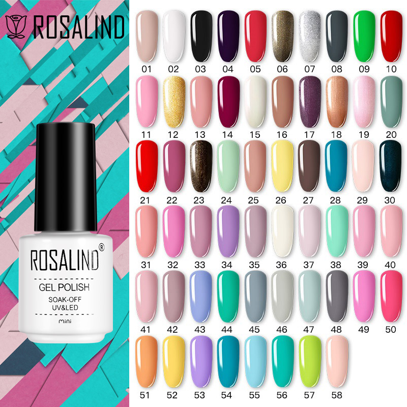 Best of ROSALIND Nail Gel Polish Hybrid Varnish Semi Permanent Acrylic Nail Art Soak Off Top Base Coat Pure Color UV Gel Nail Polish New Reviews & Tips