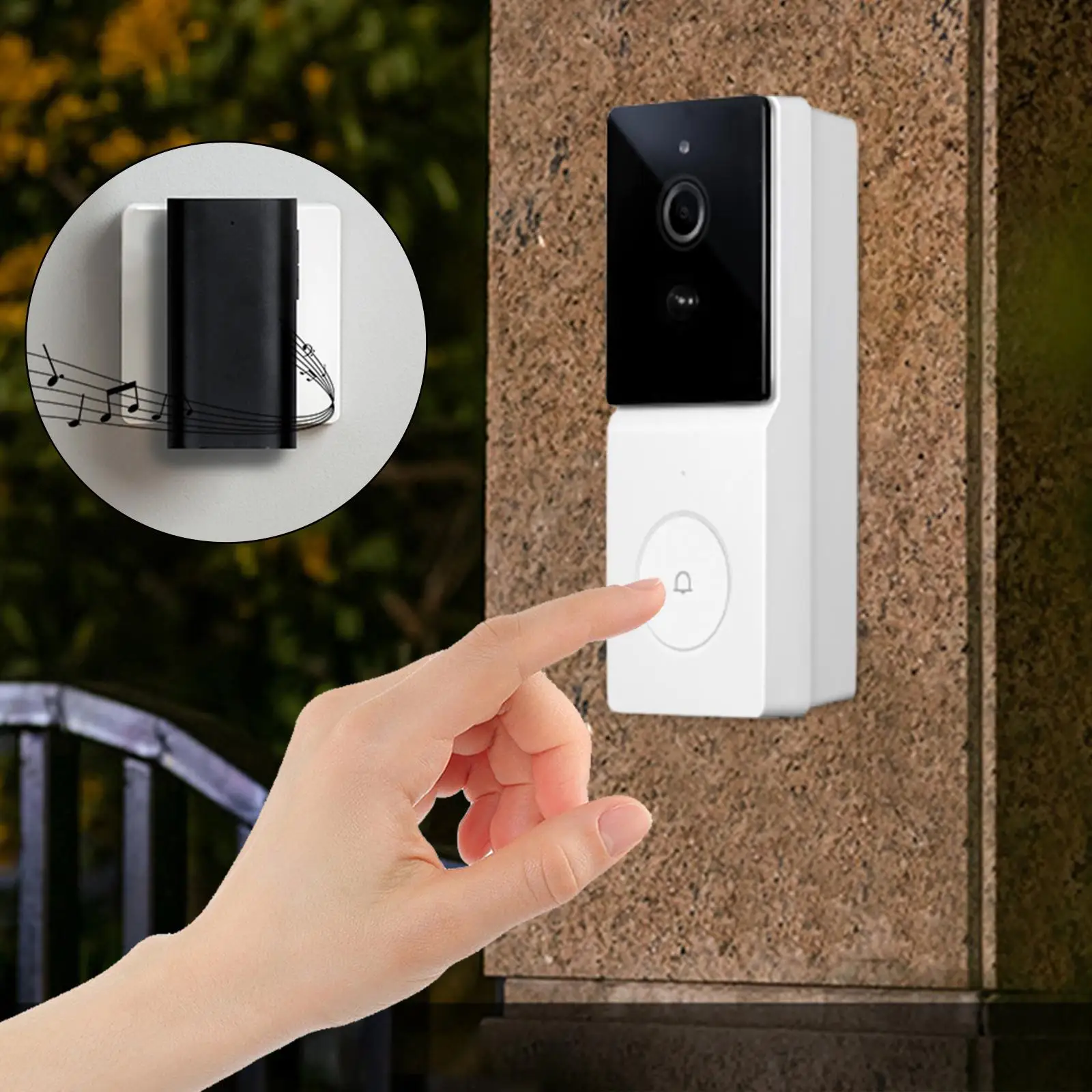 Wireless Doorbell Camera Resolution 1080P HD Night Vision Motion Detection WiFi Doorbell Video Doorbell for Apartment School