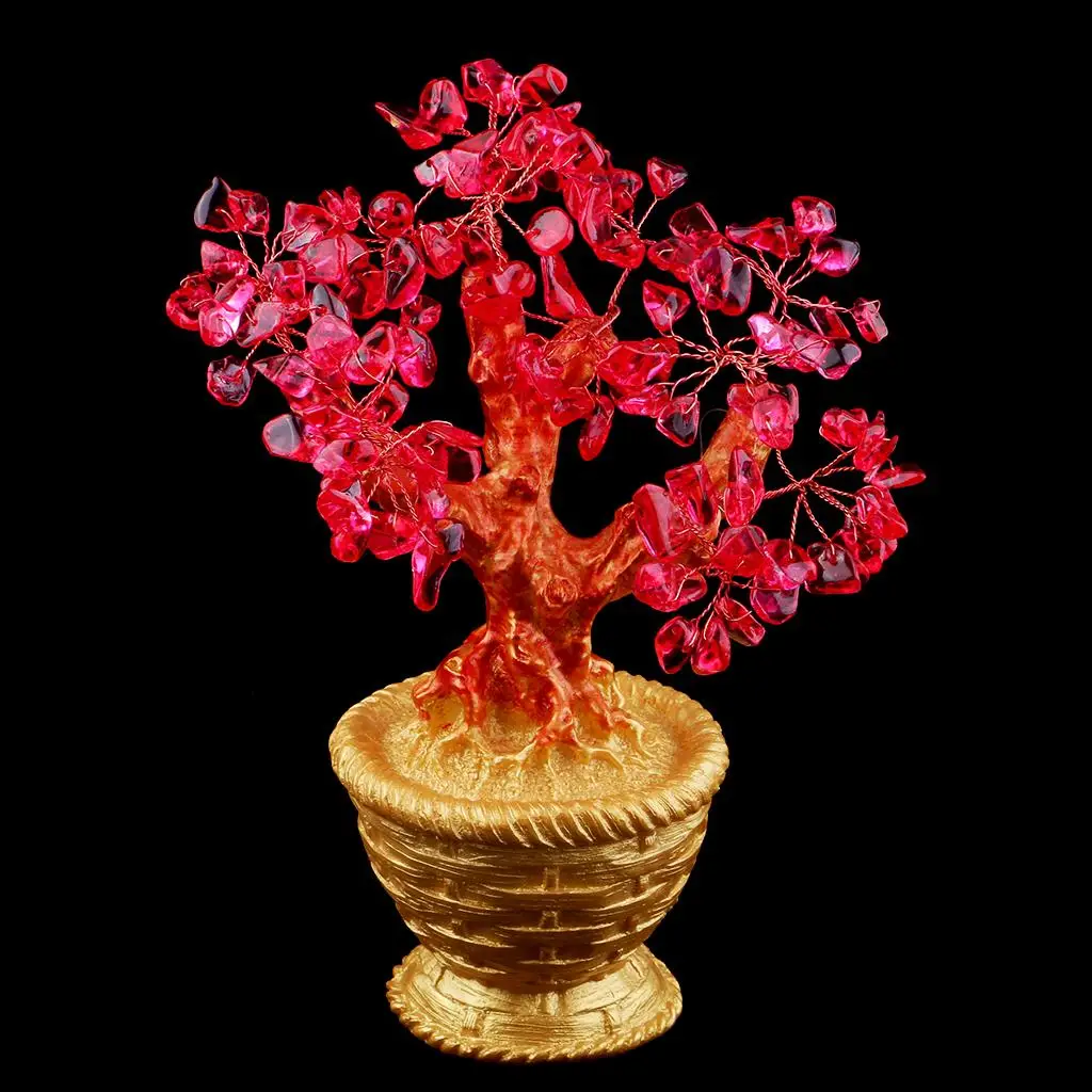 7 Inch Tall Crystal Lucky Money Tree Figurine Feng Shui for Wealth and Luck Home Office Decor Birthday Gift