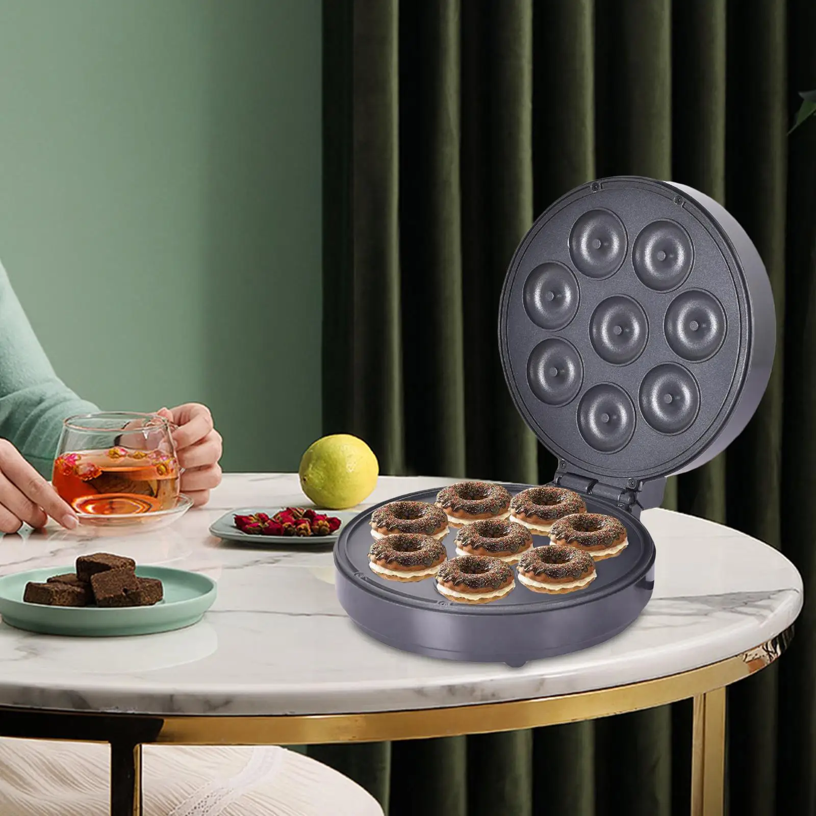 Donut Maker Machine Snack with Indicator Light Easy to Clean Waffle Doughnut Machine for Home