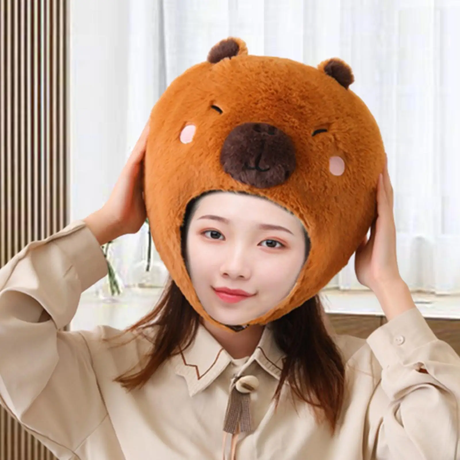 Plush Animal Hat Boys Girls Costume Accessories Capybara Headwear for Holiday Carnival Birthday Party Role Play Masquerade Ball
