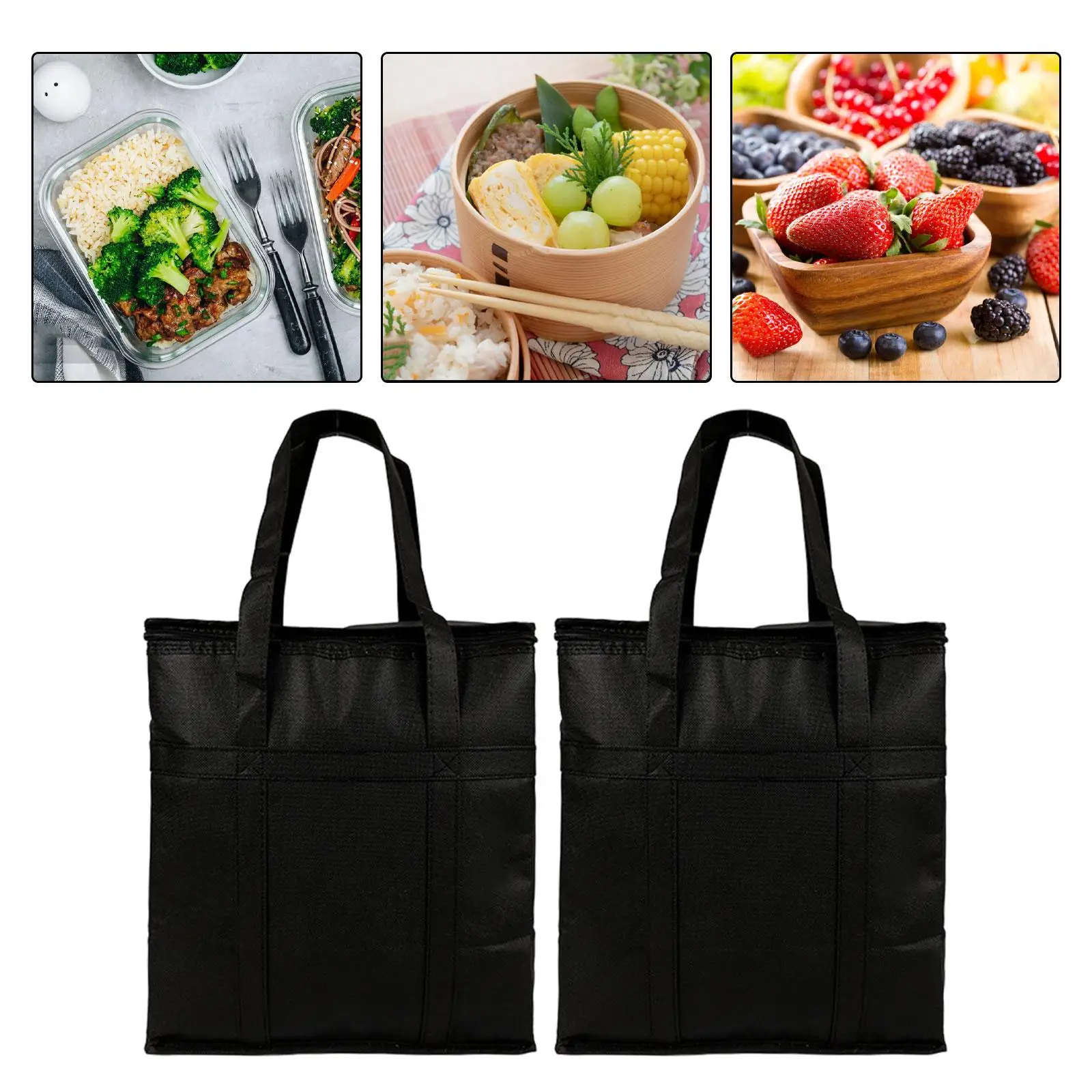 Insulated Take Away Bags with Zippered Top Cooling Bag Shopping Bag Reusable Bags for Outdoor Restaurant Camping Coffee