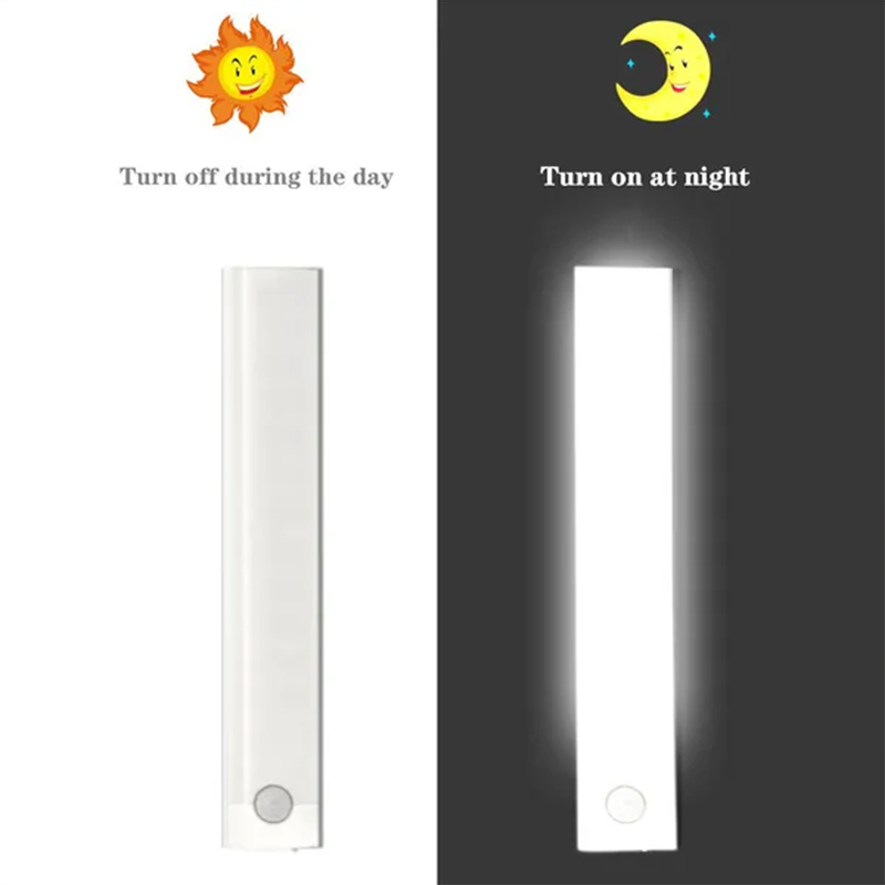 PIR Motion Sensor LED Under Cabinet Lamp Dimmable Rechargeable Night Light Stairs Closet Room Aisle Tube Bar Detector Bulb