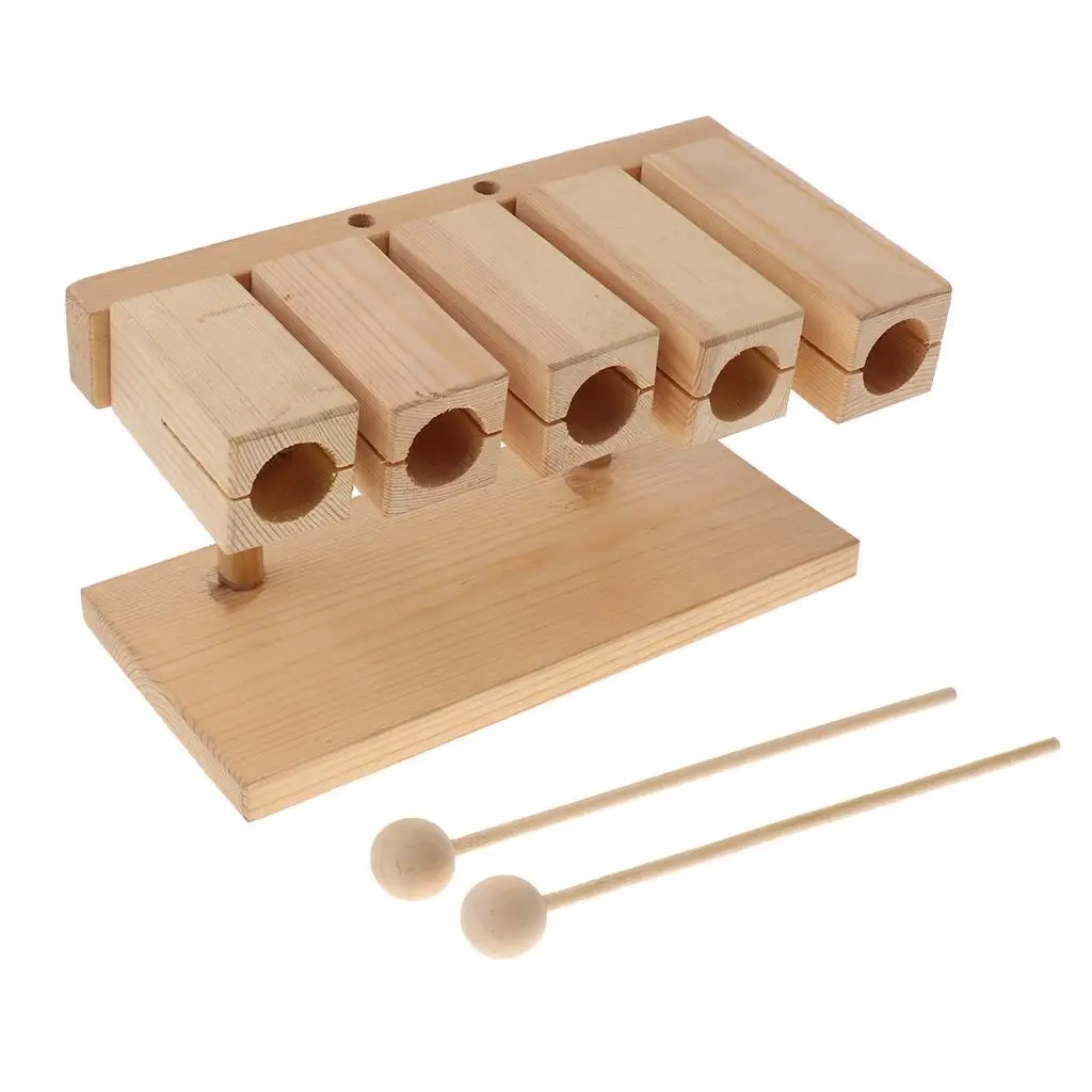 Wooden Five-with Beater for Kids Percussion Instrument Toy