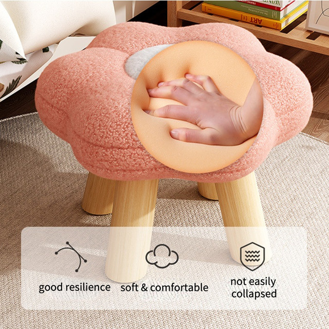 Small Foot Stool with Wood Leg for Living Room, Reposapiés Bedroom