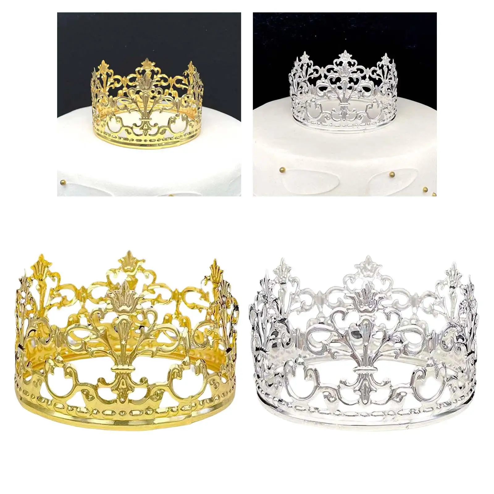 Crown Cake Topper Cake Decorations Vintage Style Iron Headpieces Queen Crown Headband for Women Photography Props Birthday Party
