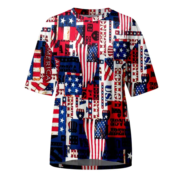 SELONE Plus Size Patriotic Clothing Independence Day Tunic Tops Fashion  Casual Shirts Short Sleeve Loose Teetops Womens American Flag Apparel Plus  Size Patriotic Clothing Get Your Party Started Red L 